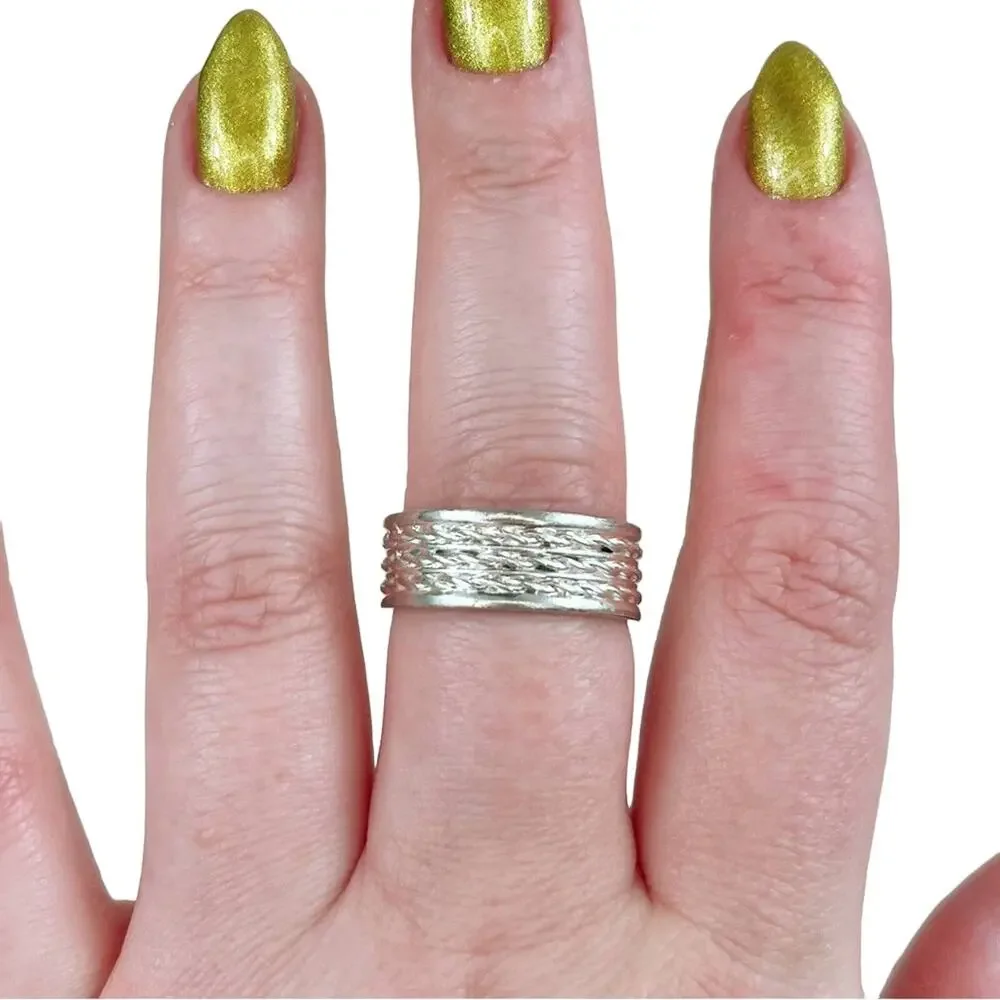Vintage Silver 925 Sterling Silver Triple Twist Rope Ring Jewelry Sz 9.5 Classic